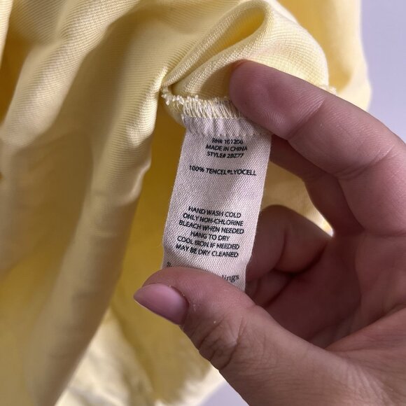 Soft Surroundings Size Large V-Neck Button Tencel Butter Yellow Blouse Top - Picture 8 of 8